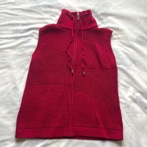 vintage y2k Christopher & Banks full zip red knit cotton sweater vest size small